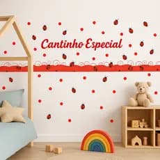 Adesivo de Parede Cantinho Especial Joaninhas | Decoração Infantil | Fácil Aplicação