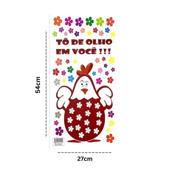 Adesivo Decorativo Galinha "Tô de Olho em Você" | 27x54cm