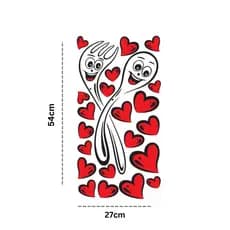 Adesivo Decorativo Casal Garfo e Colher com Corações | 27x54cm