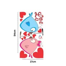 Adesivo Decorativo Casal de Pássaros com Corações 54x27cm