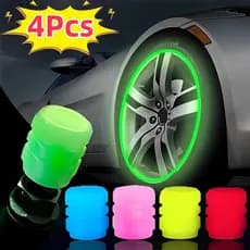 4 peças Tampa de válvula de pneu fluorescente Carro Moto Bicicleta carro roda Hub decorativa pneu aro Stem cobre de bico