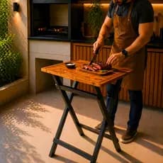 *PROMOÇÃO* Mesa de Apoio Dobrável Auxiliar Churrasco Premium Prática Gourmet Resistente Compacta