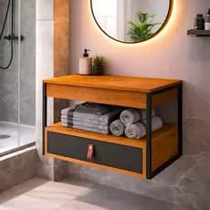 *SUPER OFERTA* Armário Gabinete de Banheiro Suspenso Estilo Industrial 1 Gaveta com Puxador CORES
