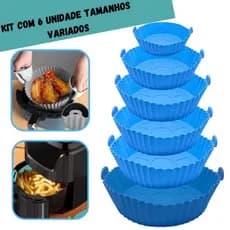 KIT 6 Assadeira forma de silicone air fryer Em Silicone Flexível Lavável forno e microondas