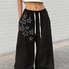 Calça Wide Baggy Moda Casual Estilo de Rua Y2k Lançamento Streetwear