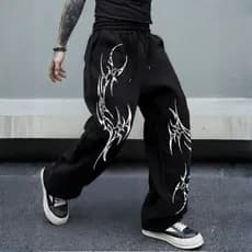 Calça Wide Leg Moletom Masculina Streetwear Algodão Premium Y2K Vintage