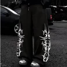 Calça Baggy Balão Wide Leg Reta Aesthetic Streetwear Unissex Punk Gothic Y2k Drip Masculino Moletom