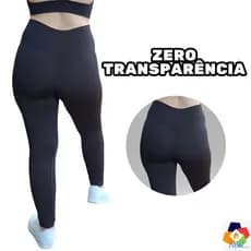 Calça Legging Feminina Poliamida Zero Transparência Cintura Alta Legue Preta Básica Academia sport
