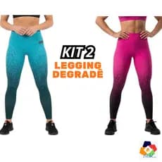 Kit 2 calça Legging feminina degrade academia esportiva zero transparência legue marmorizada