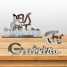 Kit Placas Decorativas Espelhadas Acrílico Frases Fé Deus Bom para Casa Sala Quarto