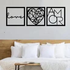 Quadros Cabeceira Vazado Acrílico Love Coração Amor Decoração Quarto