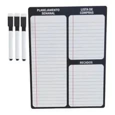 Ímã De Geladeira Porta Recados Anotações Planner - 3 Canetas