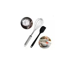 Kit 2 Peças Espátula e Batedor Manual Doces Confeiteiro