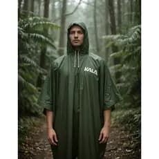Poncho Capa Chuva Impermeável Araguaia Capuz Pvc Verde Militar Unico Lisa  Kala