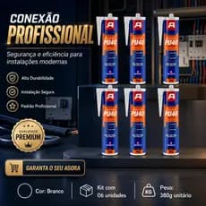 ADESIVO COLA POLIURETANO PU40 BRANCO KIT 06 UNDS AUTOFIX