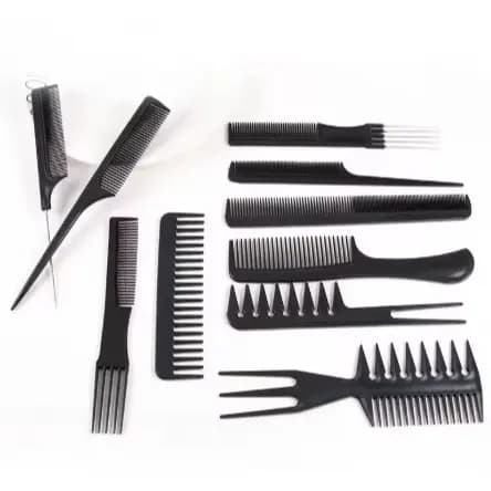 Pentes Kit 10 Para Cabeleireiro Profissional multifuncional Black Comb, Ferramenta de cabeleireiro, Haircare antiestátic