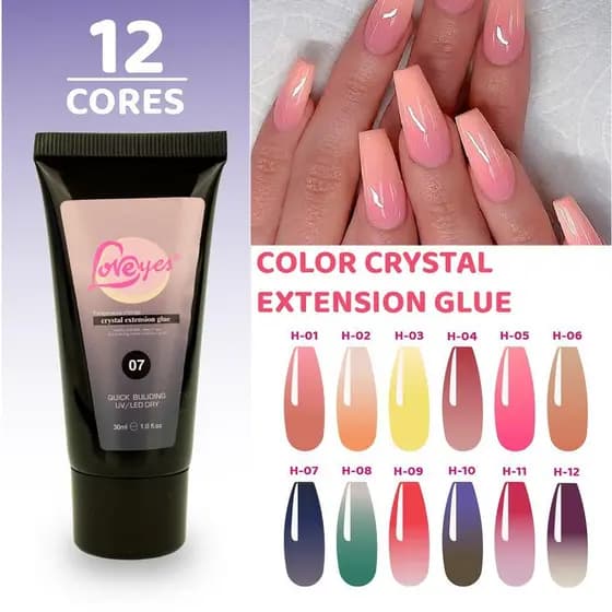 Polygel Loveyes LED/UV 30ml - Temperature Change Set Cristal Inodoro UV Nail Gel Extensão Set LED Gel Builder/PG-LOVE-TC