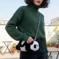 Bolsa de Pelúcia Kawaii Feminina Capibara Tambor Rosa Infantil Linda Alça Longa Estampa