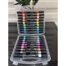 Canetas Marcadoras Glitter Ruibrand Dupla Ponta Kit 12/18/24 Cores Estojo para Lettering Desenho Planner