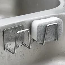 Gancho Adesivo Inox Porta Esponja Bucha Suporte de Pia Parede Cozinha Premium Suporte Porta Bucha De Pia