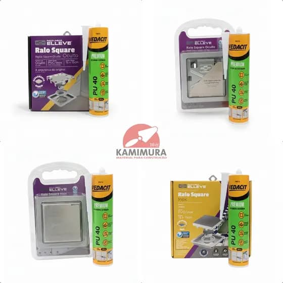 Kit Ralo Square Elleve – Ralo Oculto + Ralo Linear Inox para Banheiro