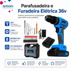 Parafusadeira E Furadeira Elétrica 36v 110/220v 2 Baterias
