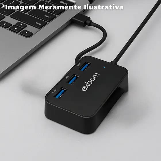 Hub 3 x USB 2.0 EXBOM Com Leitor de Cartão de Memoria 7 em 1