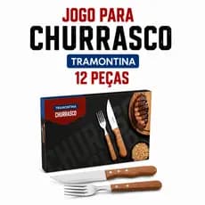 Jogo Talheres Churrasco Jumbo 12 Peças Faqueiro Aço Tramontina