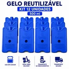 Gelo reutilizável 500 ml cooler delivery transporte remédio bolsa térmica Gelotech placa gelox kit 12 unidades