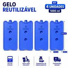 Kit 4 unidades gelo reutilizável rígido 1000ml placa gelox cooler delivery remédio bolsa térmica transporte