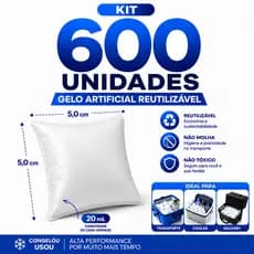 Kit 600 Unidades Gelo Artificial Reutilizável 20 ml Alta Performance Cooler Bolsa Térmica Transporte Remédio Gelo x Gel