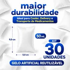 Gelo Artificial Reutilizável 50ml Cooler Delivery Bolsa Térmica Transporte Remédio Gelox Gel 30 UN