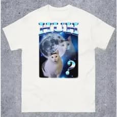 Camiseta Camisa Blusa Algodão Unissex Huh engraçado úmido gato meme camisa