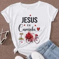 camiseta camisa Camiseta T-shirt Feminina Blusa Cristã Estampada