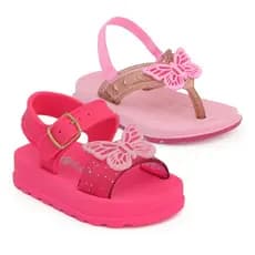 Kit 2 Pares Sandália Chinelo Para Bebê Menina Feminino Rosa