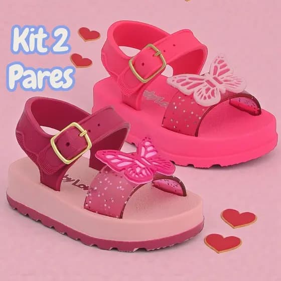 Kit 2 Pares Sandalia Menina Bebê Com Fivela Confortavel Macia