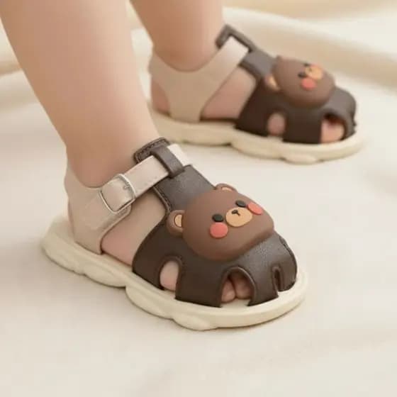 Sandália Papete Infantil Menino Ursinho 3D Verão Bebê Promoção