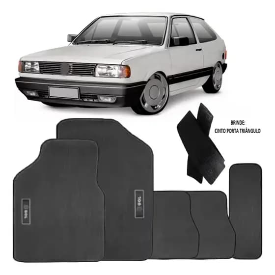 Kit de tapetes 5 peças específico Gol Quadrado 1982 / 1994 PVC