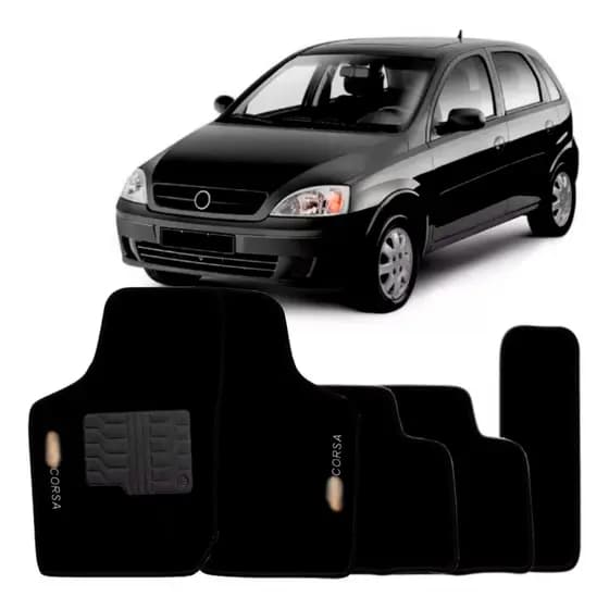 Kit de tapetes 5 peças específico Corsa 2002 03 04 ... 10 11 2012 Carpete Preto