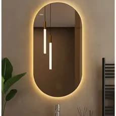 Espelho Oval  Decorativo Lapidado de Vidro com Led para maquiagem e decoração