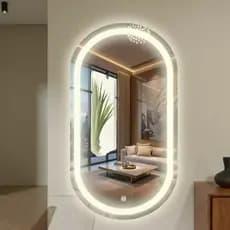 Espelho Decoratibo Oval Jateado Com Led Botão Touch Para Maquiagem Envio Imediato