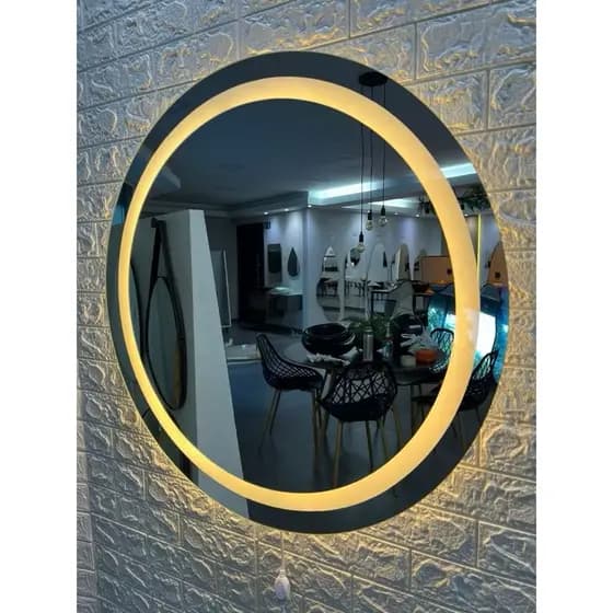 Espelho Redondo  60x60 Jateado Envio Imediato Com Led e Botão TOUCH Screen,Fonte Slin,Quarto,Banheiro,Salão Cabelereiro