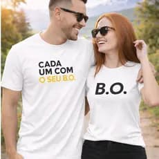Camisetas de Casal Cada um com Seu B.O Kit Casal Camisetas Engraçadas BRANCO