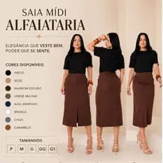 Saia Midi Alfaiataria Elegante Estilosa  Com Cinto e Fenda Bolso Frente Moda evangélica Festa Luxo