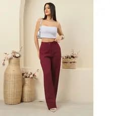 Calça Pantalona  Feminina Elegante  Marrant  Sensorial Cintura Alta – Confortavel  (M ao GG