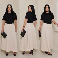 Saia Longa Feminina Alfaiataria Cintura Alta Moda Evangélica Elegante Inverno Casual M ao GG