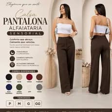Calça Pantalona Alfaiataria Marrante Sensorial Premium Cintura Alta Elegante Com Bolso PROMOÇÃO