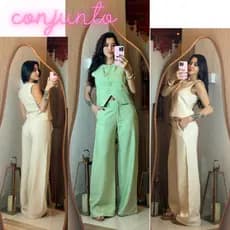 Conjunto Feminino Marrante Premium  -- Colete con Botões + calca Pantalona cintura alta Elegante