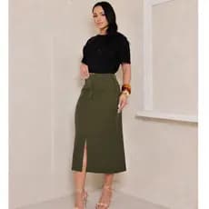 ✨ Saia Midi Feminina com Cinto e Zíper Lateral – Elegância e Conforto em um Só Look ✨