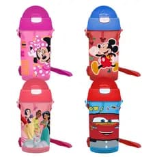 Garrafa Disney Infantil com Canudo 500ml Minnie, Mickey, Mcqueen, Princesas